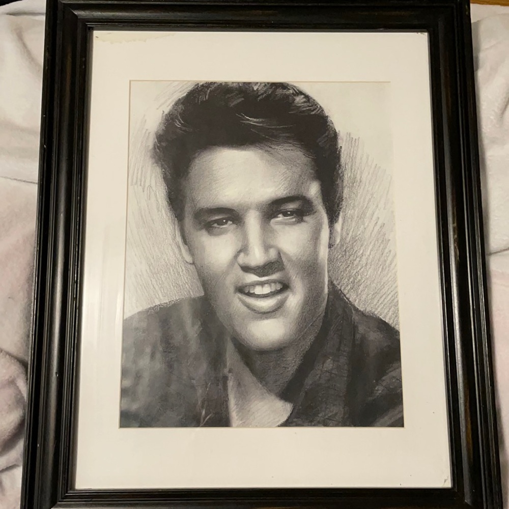 21” L x 17” W sketch print of Elvis Presley